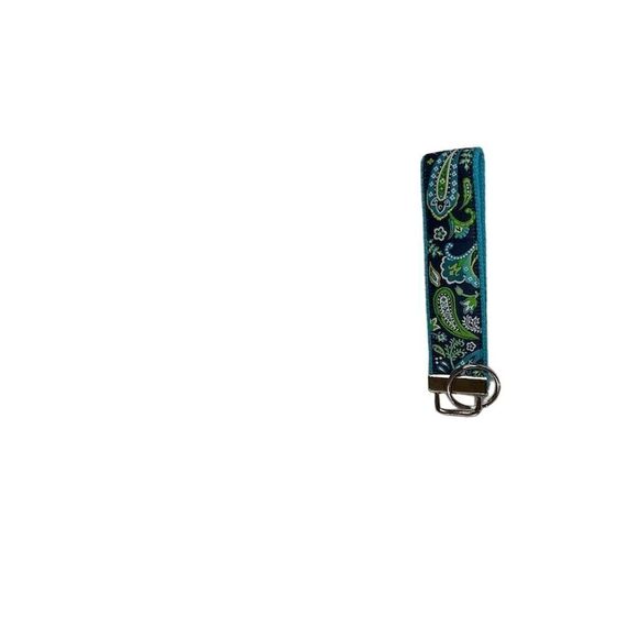 Blue Paisley Key Fob Wristlet Keychain Unisex Cotton - Picture 3 of 3